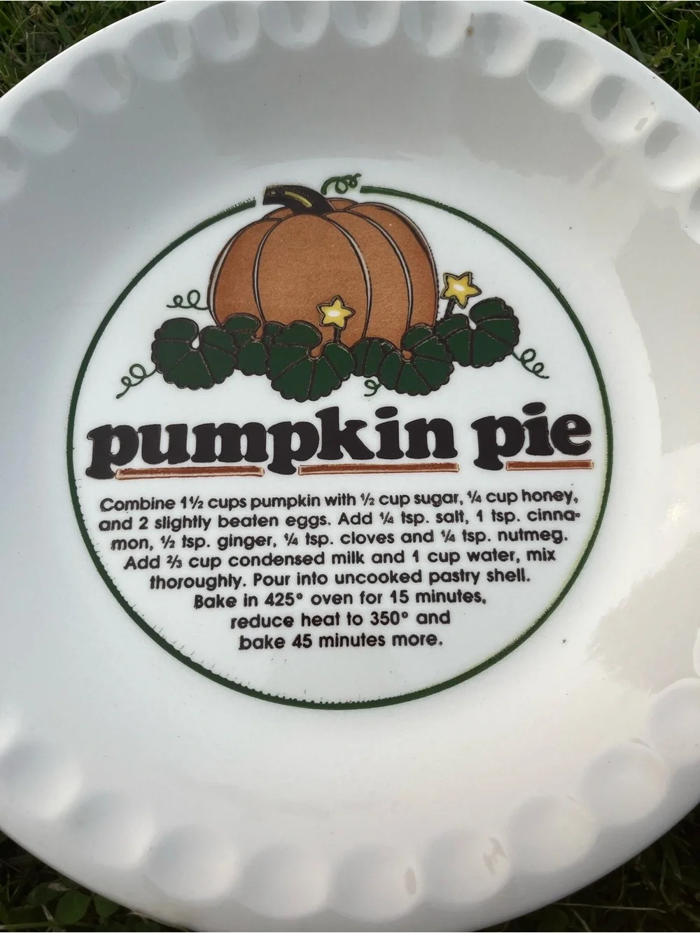 Pumpkin Pie Decorative Plate - Orange & Green